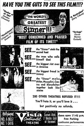 The World's Greatest Sinner movie poster - Rated 6.8/10