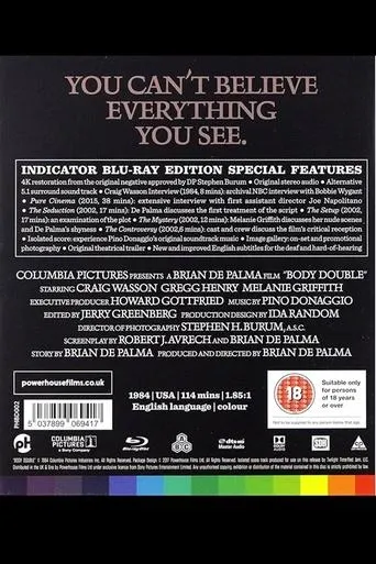 Pure Cinema: Joe Napolitano on Brian De Palma's Body Double movie poster - Entertainment content